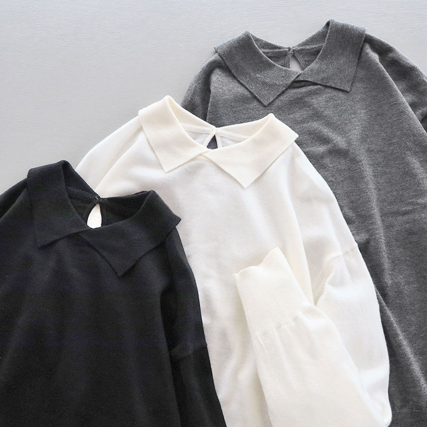 STAMP AND DIARYスムースウール 襟付プルオーバー