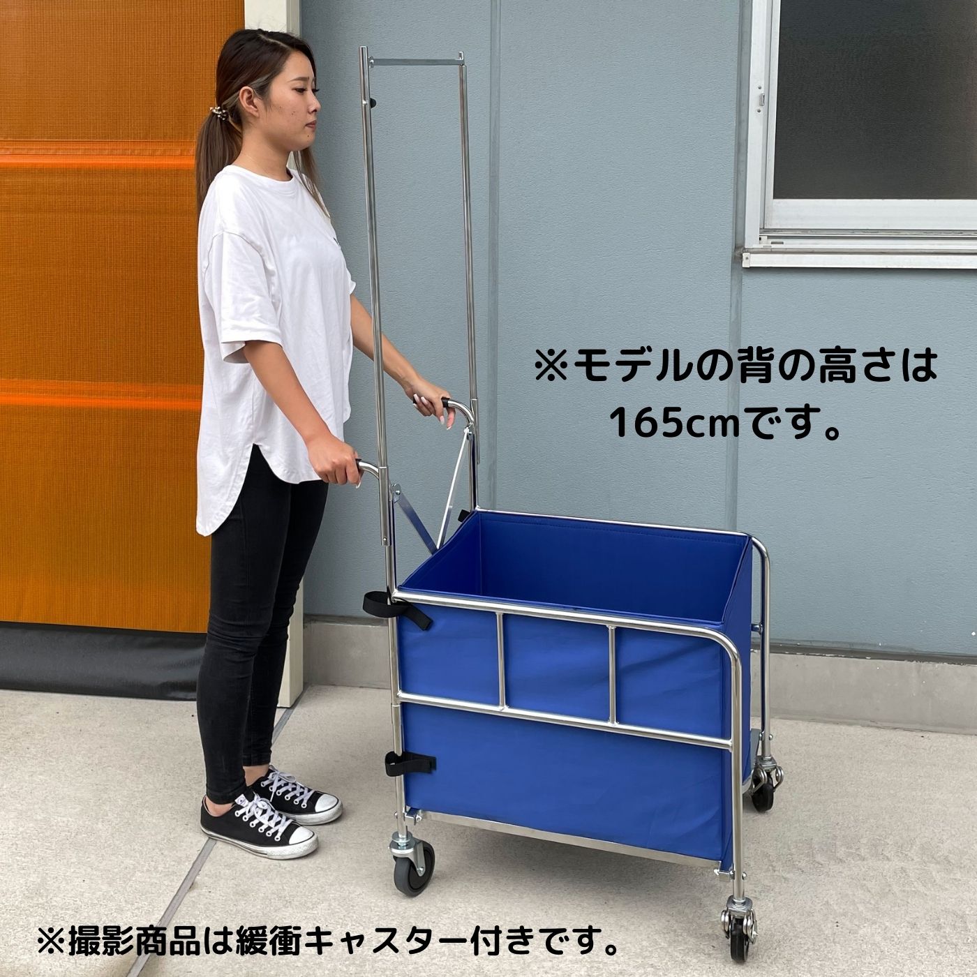 【LINEクーポン有】配送用 手押し台車 トーションキャリー 立体パイプ付 前輪緩衝用 後輪静音2個ストッパー付 φ75キャスター オリタニ ハンガーパイプ