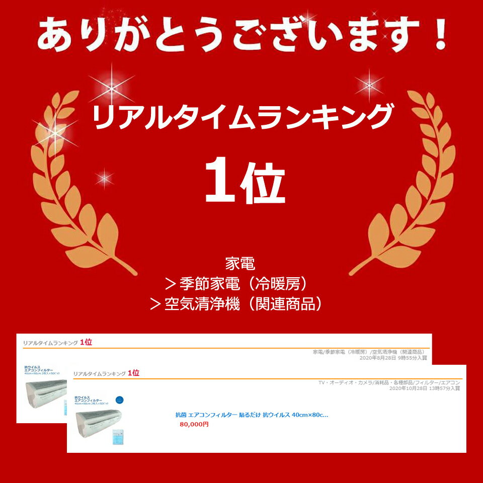 【LINEクーポン有】家庭用 エアコン フィルター 貼るだけ 2枚×50パック （100枚セット） 40×80cm 使い捨て 抗菌 抗ウイルス 空気清浄フィルター ホコリとり 抗MRSA 抗カビ 給気口 通気口 吸気口 家庭内 感染防止 公共施設 ジム エコウィンフィルター