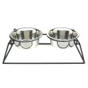 ※重みあり安定 しっかりしたロングセラー商品!【アメリカPETSSTOP】フードボウル!ペッツストップ フードボウルスタンド ピラミッドダブルダイナー Mサイズ ブラック【大型犬 フードボウル 給餌器 デザイナーズ】