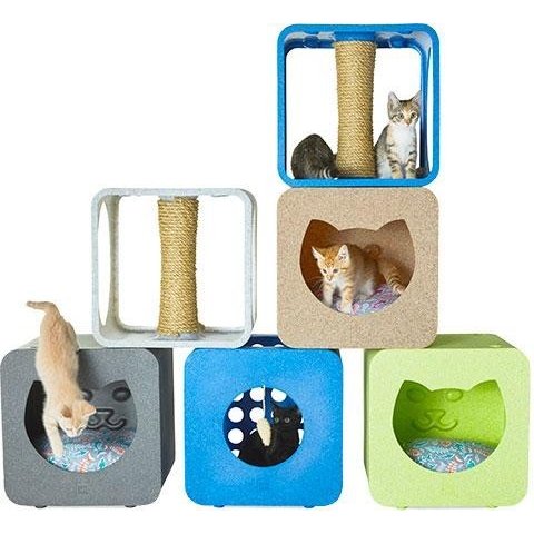 【KITTYKASAS】好きな形とカラーで組み合わせ可能なキャットタワー キティカーサキャットベッドルーム レッド