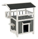 【TRIXIEPET】猫ケージ 木製キャットケージ ナチュラウッドアウトドアシェードバルコニーキャットハウス