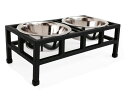 【アメリカPETSSTOP】シカゴからデザインがかわいいペット用品が登場!ペッツストップ ペット用食器 フォースクエアダブルダイナーXLブラック【大型犬 フード...