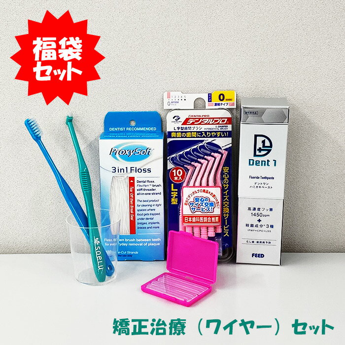 ワイヤー矯正用 消耗品 6点 セット お試し 詰め合わせ 福袋 歯科専売品 歯ブラシ 歯間ブラシ フロス 歯磨き粉 矯正用歯ブラシ 矯正 装置カバー 歯周病ケア 口臭ケア 虫歯予防