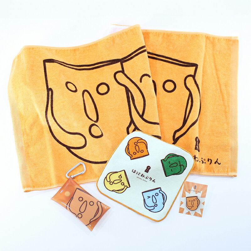 はにわぷりん5周年記念グッズセット タオルセット（コンパクト）タオルハンカチ ピンバッジ 人気 ハニワ 埴輪 子供 ギフト プチギフト プレゼント 大阪 お土産 歴史 世界遺産 はにわぷりんのサムネイル