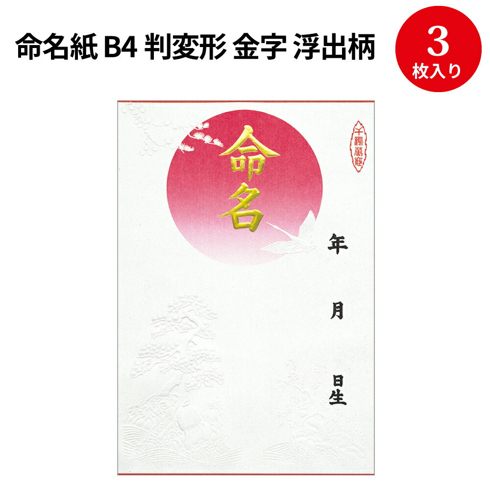 【創業明治27年老舗公式】命名紙 B4判変形 金字 浮出柄 28-411 金箔 慶弔用品 命名紙 命名 命名書 用紙のみ 命名札 手形 足形 赤ちゃん おしゃれ パソコン テンプレート 印刷 色紙 かわいい 贈り物 ギフト 出産 お祝い 飾り 男の子 女の子 兼用 誕生 金箔 高級 手書き