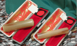 印鑑セット オランダ水牛柄 実印+銀行印2本セット ケース付 15.0/12.0mm