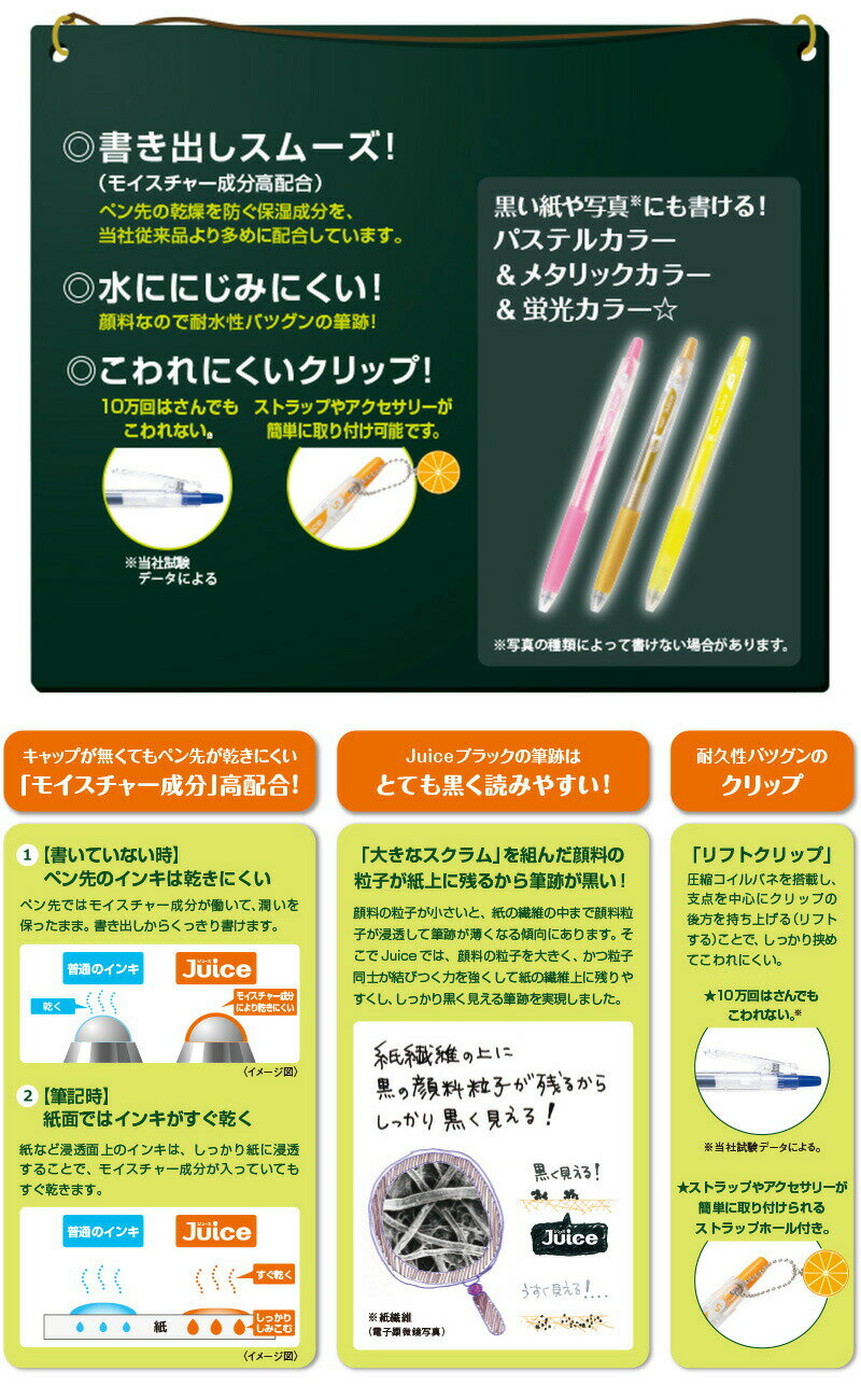 【PILOT】パイロット　ゲルインキボールペン ジュース パステルカラー & メタリックカラー （超極細0.5mm）6色セット