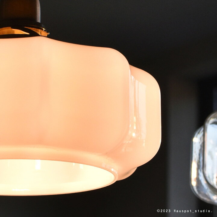 ペンダントライト ソケット シェード 電球 セット カバー付 Glass Lighting Lサイズ 乳白色 クリア E17 E26 LED電球とコード長が選べる 25W 40W 60W 100W ガラスシェード 天井照明 小ぶり レトロ 北欧 hanko-online-10004522 Hauspot サンプル画像3