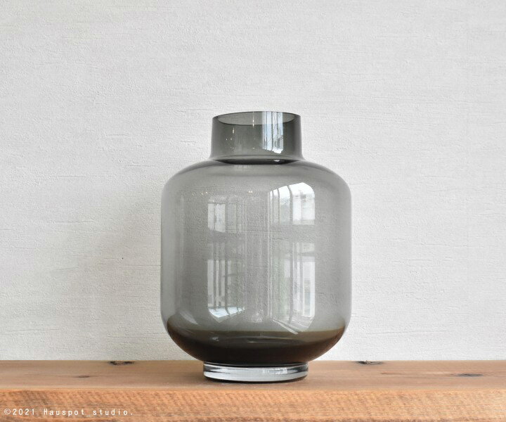 花瓶 大きめ 北欧 おしゃれ ビッグガラスベース グレーガラス 直径約18cm×高さ25cm (口径部：約7cm) フラワーベース カラーガラス 枝物 大きい 安定 ナチュラル デザイン Hein 3