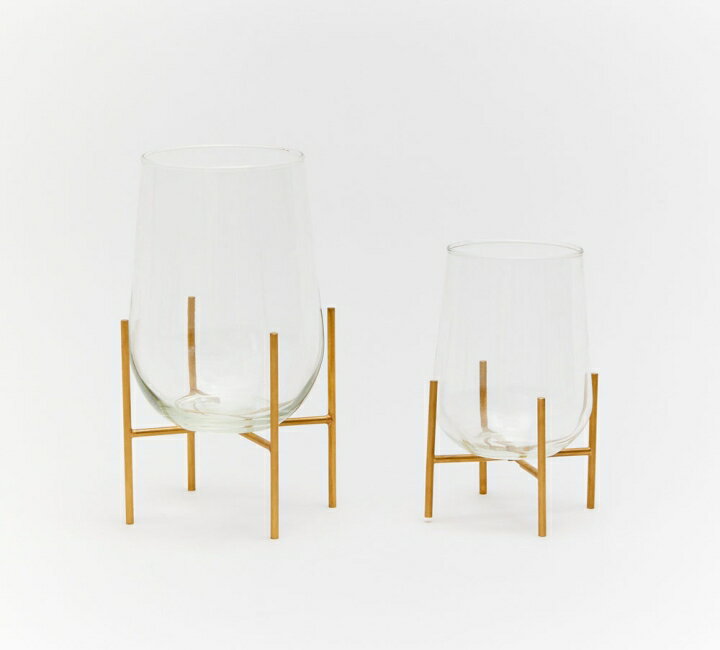 フラワーベース 真鍮スタンドとリューズガラスLサイズエコ サスティナブル 環境に優しい花瓶 ガラス おしゃれ ナチュラル かわいい 円形 丸 ブラス 北欧Carson [3]