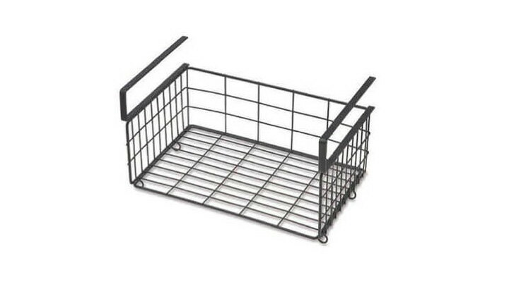 吊り下げ収納 バスケット おしゃれ ハンギングバスケット スクエアサイズ ブラック 壁面収納 アイアン 収納棚 ラック 吊り戸棚 台所 ストッカー 収納 カゴ