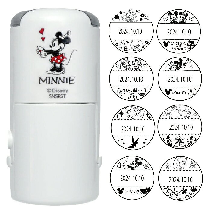 日付印 ディズニー R-524D ミッキー ミニー イラスト入り日付印 タニエバー 谷川商事 スタンプ キャラクター かわいい グッズ ミッキー ミニー ハンコ はんこ 作成 なまえスタンプ ネーム 子供 判子 ゴム印 イラスト（楽天・はんこショップおとべ）