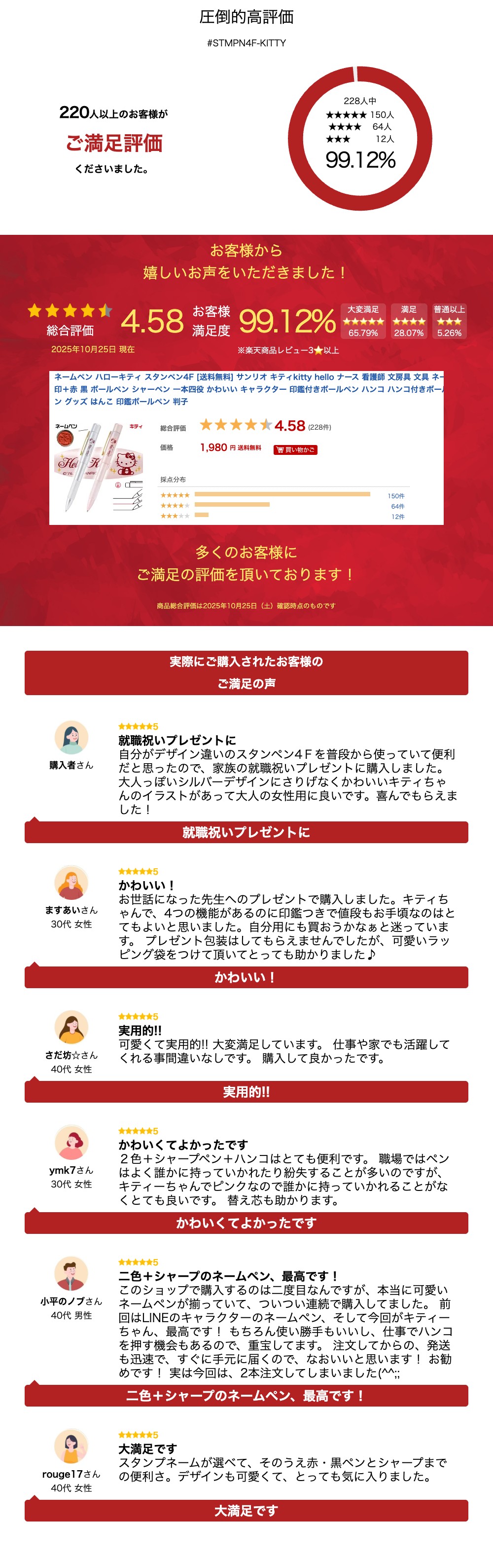 ネームペン ハローキティ スタンペン4F [送料無料] サンリオ キティkitty hello ナース 看護師 文房具 文具 ネーム印＋赤 黒 ボールペン シャーペン 一本四役 かわいい キャラクター 印鑑付きボールペン ハンコ ハンコ付きボールペン グッズ はんこ 印鑑ボールペン 判子 - Image 3