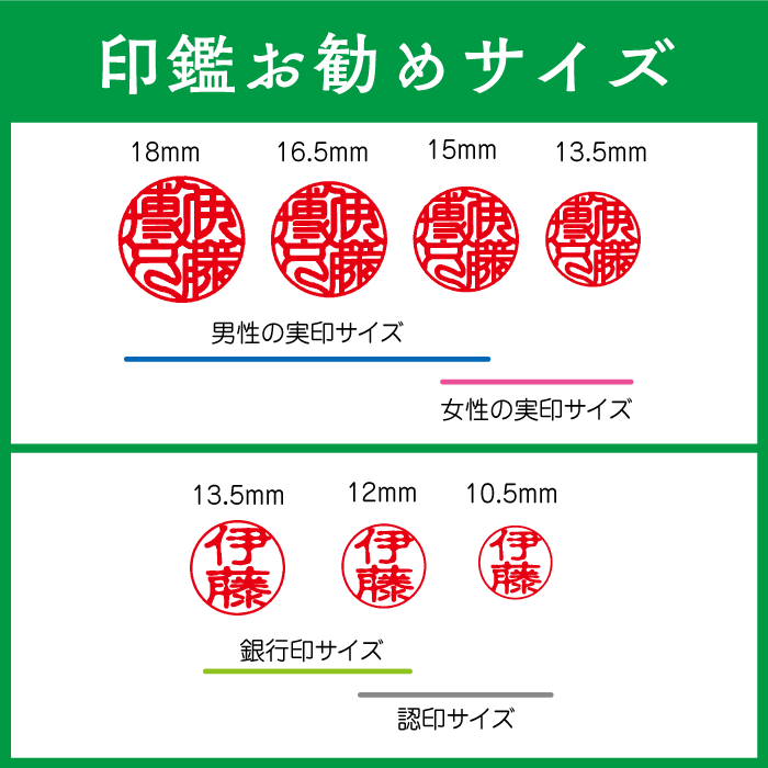 銀行印　実印　彩華　12mm　16.5mm　2本セット　ケース付き
