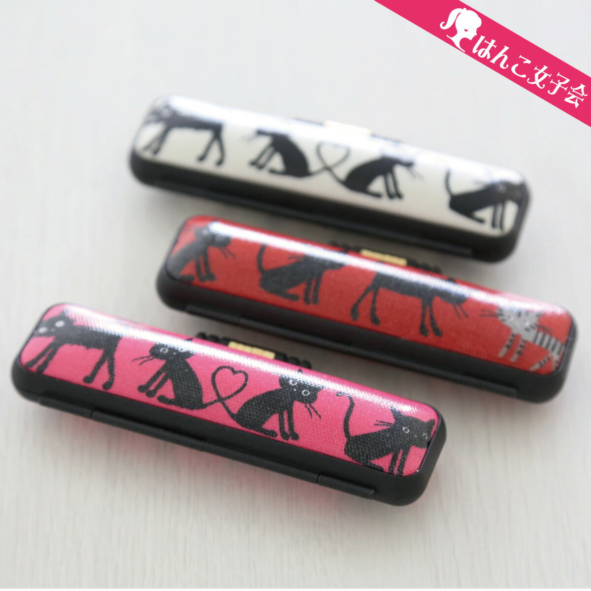 かわいい 印鑑ケース 黒ねこトマト 朱肉付き 銀行印ケース 認印ケース はんこ入れ はんこケース 猫 ね..