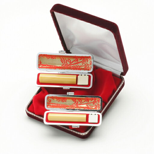 【最大1000円OFFクーポン発行中】【送料無料：メール便発送】本柘 実印 13.5mm/銀行印 12mm ケース付 印鑑セット 印鑑 はんこ 就職祝い プレゼント