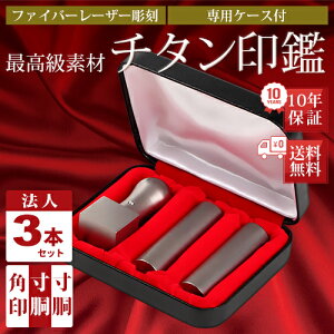 印鑑 チタン 法人 3本セットA 選べるサイズ 角印 21.0mm & 寸胴 16.5mm/18.0mm & 寸胴 16.5mm/18.0mm （寸胴はステンレス球なし）専用ケース付き 法人印鑑 即納出荷 売れ筋 ハンコ はんこ