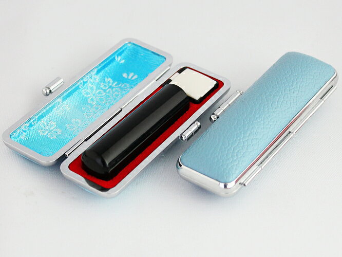 【10%OFFクーポン配布中】 印鑑・はんこ 実印 銀行印 認印 黒水牛 【13.5mm】 パステルカラーもみ印鑑ケース(水色)付 個人印鑑 ハンコ いんかん ...