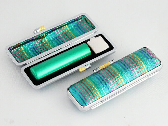 【10%OFFクーポン配布中】 印鑑・はんこ 実印 銀行印 認印 メタリックグリーン カラー天然本水牛 サイズ【12.0mm】 かぐや印鑑ケース付(グリーン) ...