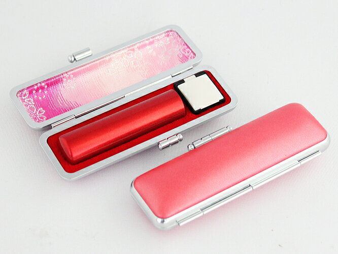 【10%OFFクーポン配布中】 印鑑・はんこ 実印・銀行印 認印 メタリックレッド カラー天然本水牛 サイズ【12.0mm】 パステルケース付(レッド) 個人印...