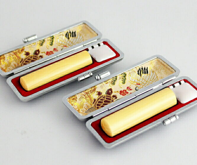 【エントリーでポイント10倍+最大10％OFFクーポン】 印鑑・はんこ 認印 上柘印鑑2本セット 【10.5/12.0mm】 高級もみ皮印鑑ケース（鶴亀）付 個人印鑑 ハンコ いんかん 就職祝い 印鑑セット 送料無料 会社印 ギフト 祝い プレゼント