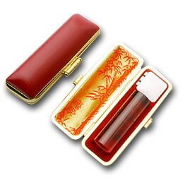 送料無料◆印鑑 はんこ 銀行印 琥珀樹脂 13.5mm 印鑑ケース【赤-金枠】 [印鑑 作成 銀行印 印鑑ケース付き セット はんこ 名前 ハンコ 判子 ギフト...