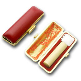 送料無料◆印鑑 はんこ 銀行印 薩摩本柘 12mm 印鑑ケース【赤-金枠】 [印鑑 作成 銀行印 印鑑ケース付き セット はんこ 名前 ハンコ 判子 ギフト プ...