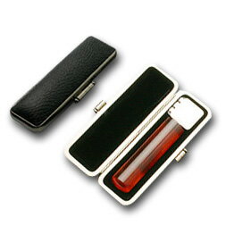 送料無料◆印鑑 はんこ 実印 琥珀樹脂 16.5mm 印鑑ケース【ブラックメタル枠】 [印鑑 実印 作成 印鑑ケース付き セット ハンコ 判子 ギフト プレゼン...