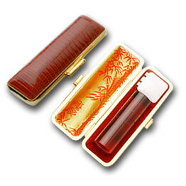 送料無料◆印鑑 はんこ 認め印 琥珀樹脂 12mm トカゲ皮ケース【金枠】 [印鑑 作成 認印 印鑑ケース付き セット 名前 ハンコ 判子 ギフト プレゼント ...