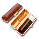 送料無料◆印鑑 はんこ 認め印 黒水牛(芯持) 12mm トカゲ皮ケース【金枠】 [印鑑 作成 認印 印鑑ケース付き セット 名前 ハンコ 判子 ギフト プレゼ...