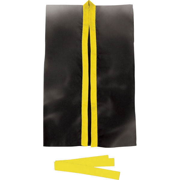 アーテック サテンロングハッピ 黒（黄襟）L（ハチマキ付） 高校生～大人向け [artec 学校教材 学校用品 法被 ダンス 運動会 体育祭 イベント]