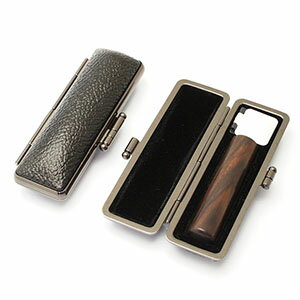 送料無料◆印鑑 はんこ 実印 黒檀 13.5mm 印鑑ケース【ブラックメタル枠】 [印鑑 実印 作成 印鑑ケース付き セット ハンコ 判子 ギフト プレゼント ...