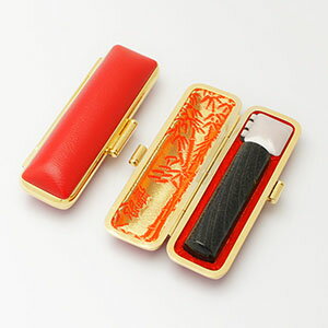 送料無料◆印鑑 はんこ 銀行印 楓BLACK 15mm 印鑑ケース【赤-金枠】 [印鑑 作成 銀行印 印鑑ケース付き セット はんこ 名前 ハンコ 判子 ギフト...