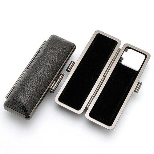 印鑑ケース【ブラックメタル枠】16.5mm-18mm用 黒(朱肉付き) 内側:ブラック [印鑑 ケース はんこケース ハンコケース はんこ 判子 実印 銀行印 ...