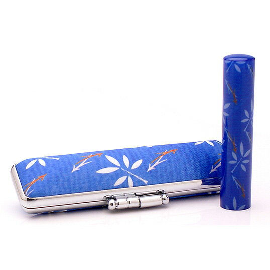 送料無料◆印鑑 はんこ 和ざいく・なごみざいく印鑑 ブルー系 WB-05 木葉（このは） 印鑑ケースセット(印材：12mm ケース：12mm用) [銀行印 認め印 認印 名前 ハンコ 判子 印鑑ケース付き セット かわいい 女性 子供 ギフト プレゼント お祝い]