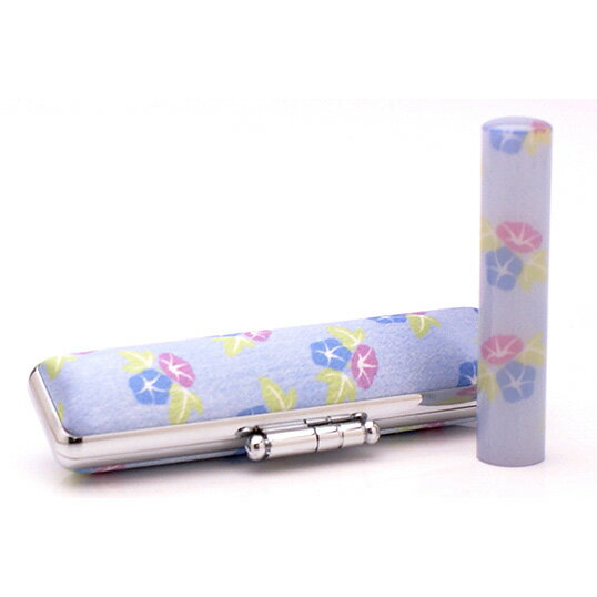 送料無料◆印鑑 はんこ 和ざいく・なごみざいく印鑑 ブルー系 WB-42 あさがお 印鑑ケースセット(印材:12mm ケース:12mm用) [銀行印 認め印 認...