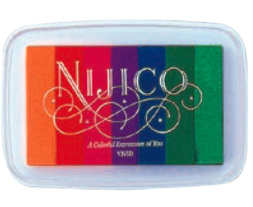ツキネコ ニジコ NJ3-1 ビビッド [スタンプ台 カラー グラデーション かわいい ハンドメイド 文具 文房具 ゴム印 はんこ ハンコ]【メール便配送対応商品】