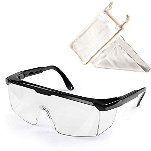 色：黒X1個 [R&H] 保護メガネ 軽量 透明 高清防曇レンズ オーバーグラス 曇り止め 防曇 作業保護ゴーグル 花粉症対策眼鏡 安全メガネ 防風 防塵ゴーグル 眼鏡着用可 耐衝撃性 建設 研究所用