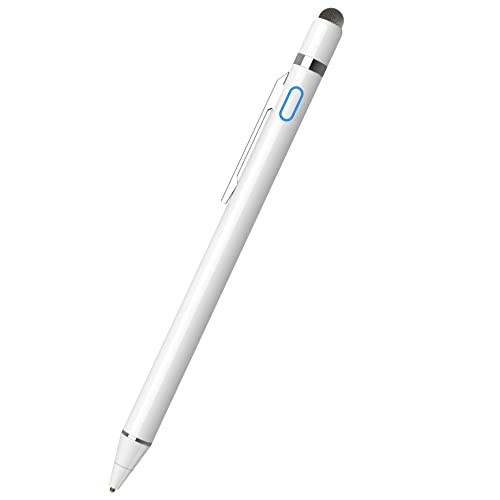 色：ホワイト NTHJOYS タッチペン スタイラスペン 極細 超高感度 iPad/スマホ/タブレット対応 たっちぺん 銅製ペン先 イラスト ゲーム USB充電式