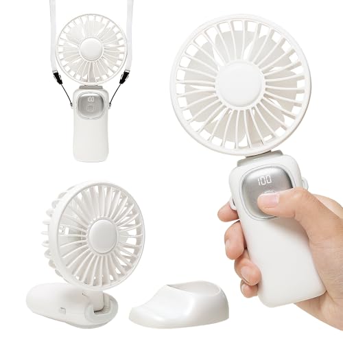 Seimina ハンディ扇風機 18dB静音 DCモーター ハンディファン 液晶LEDディスプレイ 手持ち扇風機 折りたたみ 携帯扇風機 4000mAh大容量バッテリー 最大24時間連続使用 ポータブル扇風機 手持ち 卓