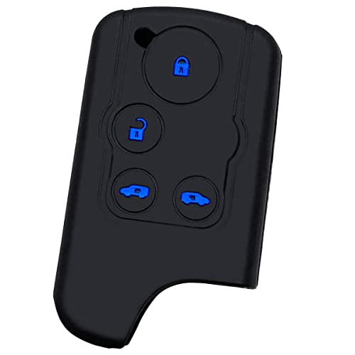 色：ブラックブルー IKT ホンダ車用 スマートキー用 シリコンカバー 4ボタン ブラックブルー/フリード/エリシオン/など 専用設計でピッタリサイズ 傷防止に最適 さらさらシリコンで手触り