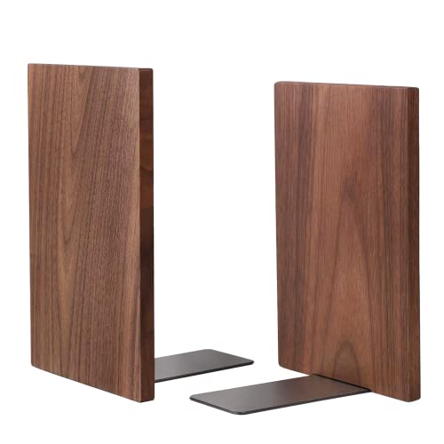 サイズ：ウォールナット-1ペア Muso Wood 本立て 木製ほんたて ブックエンド ブックスタンド 18x12x10.8cm (ウォールナット 1ペア)