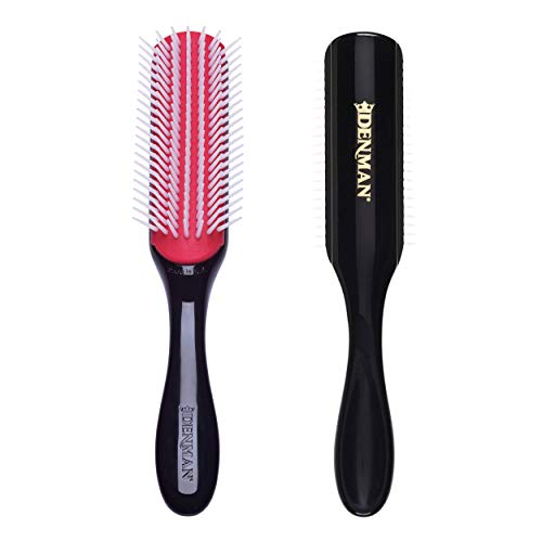 Denman Curly Hair Brush D3 (Black Red) 7 Row Styling Brush for Detangling, Separating, Shaping and Defining Curls - For Women and Men