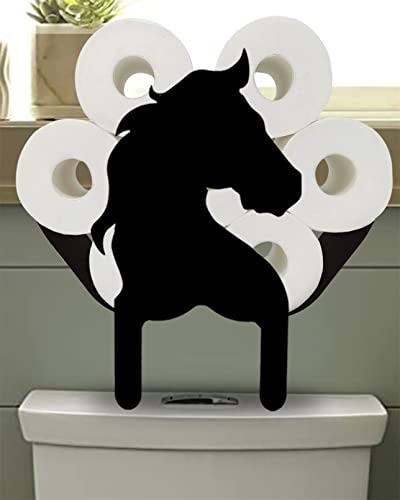 馬の頭 シュナウザー トイレットペーパーホルダー おもしろい動物 装飾トイレットペーパー収納 追加8ロール用 バスルーム壁取り付け式トイレットペーパーオーガナイザー メタル壁装飾彫