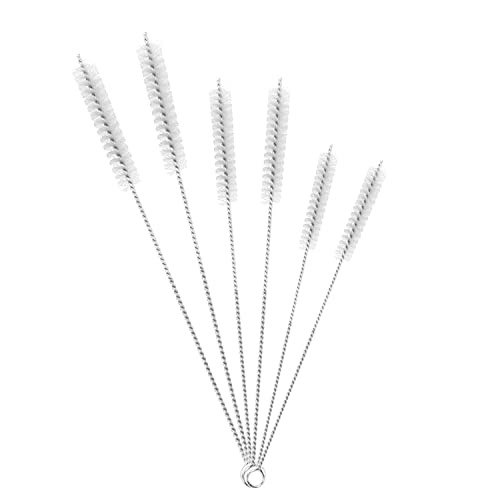 色：240mm+ 200mm+ 175mm 3種類の長さ EKIND ロングストロークリーナーブラシ ナイロン毛 ステンレスハンドル パイプ管クリーナー (長さ240mm* 200mm* 175mm) 合計6本入り,白い