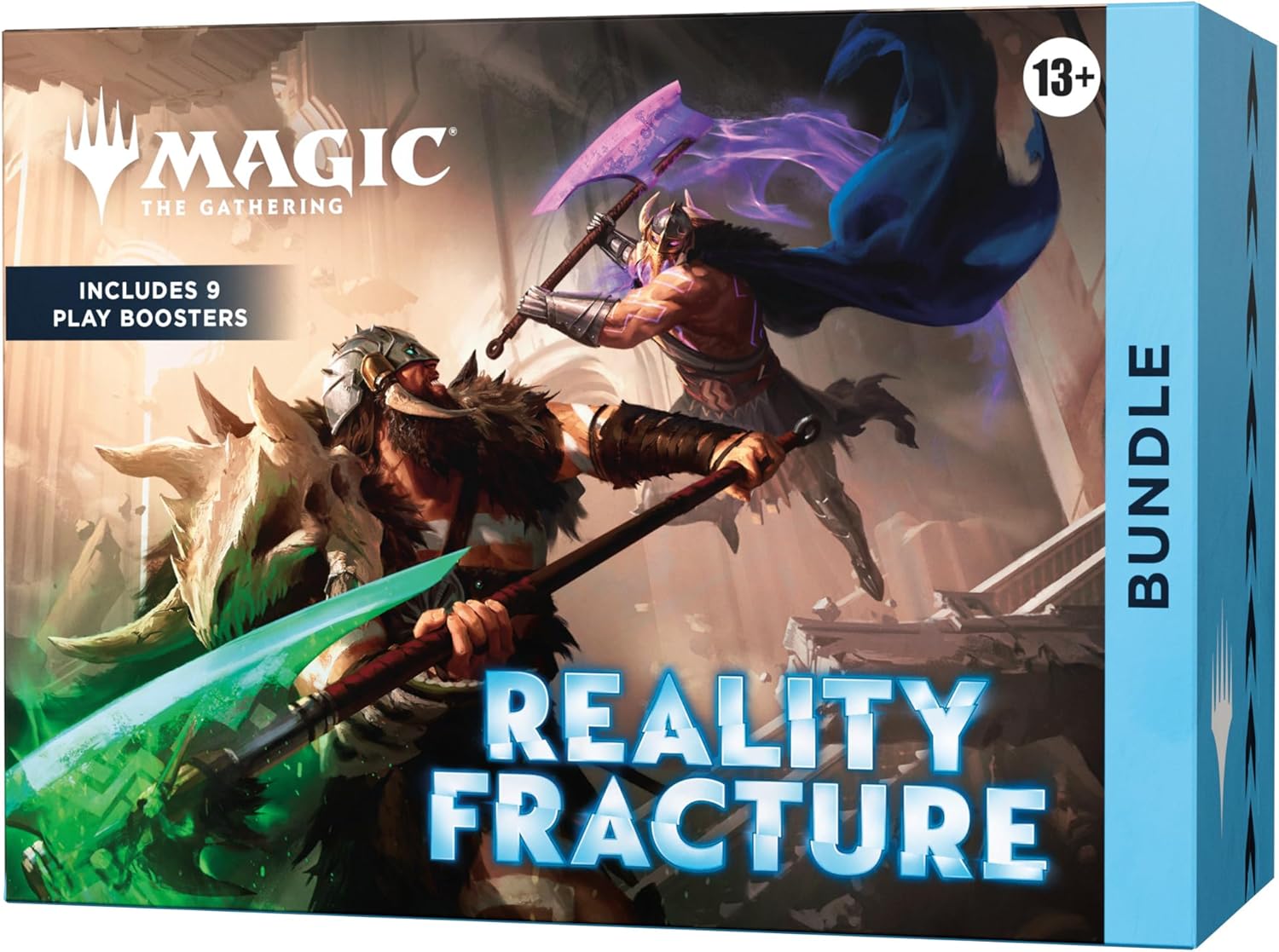 ■　商品説明"TM & (C) WIZARDS OF THE COAST LLC　ANDREY KUZINSKIY & CAROLINE GARIBA 策謀の魔道士、ジェイス・ベレレンが、現実を限界まで追い込んだ。彼が創造した別の多元宇宙が、この多元宇宙を飲み込もうとしている。勇敢なる英雄チームのみが忘却への道に立ちはだかる。ジェイスの模倣宇宙、そしてディストピア的なヘクスヘイヴンにある聖域を探索し、新たに生み出されしマジックの伝説たちの歪んだ鏡像を見つけ出せ。 Bundleは、貴店を訪れたマジックの熱心なファンや新規プレイヤーへの最高の贈り物です。プレイヤーがコレクションを始めるのに最適なものが一通り揃っており、このセットをテーマにした大型のスピンダウン・ライフカウンターも同梱されています。 『リアリティ・フラクチャー』プレイブースター 9パック、大型スピンダウン・ライフカウンター、非フォイル仕様の土地カード 10枚、フォイル仕様の土地カード 10枚 非フォイル仕様のボーダーレス版土地カード 5枚、フォイル仕様のボーダーレス版土地カード 5枚、フォイル仕様の別イラスト版プロモカード、カード整理用ボックス、早見表カード 2枚"■　注意事項※必読・ご購入前に必ずご確認お願い致します。 ・ご購入後のお客様ご都合によるキャンセルはできません。 ・当店では一切のサーチ行為・レア抜きなどはしていません。 ・BOX・カートンはすべてシュリンク付きの商品を発送いたします。 ・商品の性質上封入率が異なりますので開封結果での評価・レビューはおやめください。 悪質レビューの投稿を発見した場合は今後当店でのご購入はお断りさせて頂きます。 ・ネット上に誤ったシュリンク情報が流れており、稀に再シュリンク品と言われる方もいらっしゃいますが入手時からシュリンクが緩い・縮れている・少しの破けなどある場合が御座います。 ご心配な事も多いかと思いますが上記の注意表記をさせて頂きました。ご安心してご利用くださいませ。