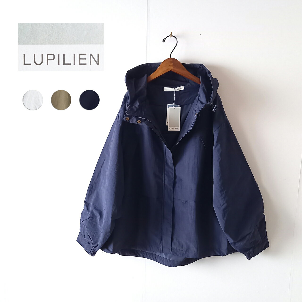 [ Lupilien ] 裏地付き 撥水 フードショートコート レディース アウター ジャンパー コート フード付き 春 春物 服 新作 ナイロン はっ水 ゆったり 大人 ナチュラル オフィス カジュアル おし…