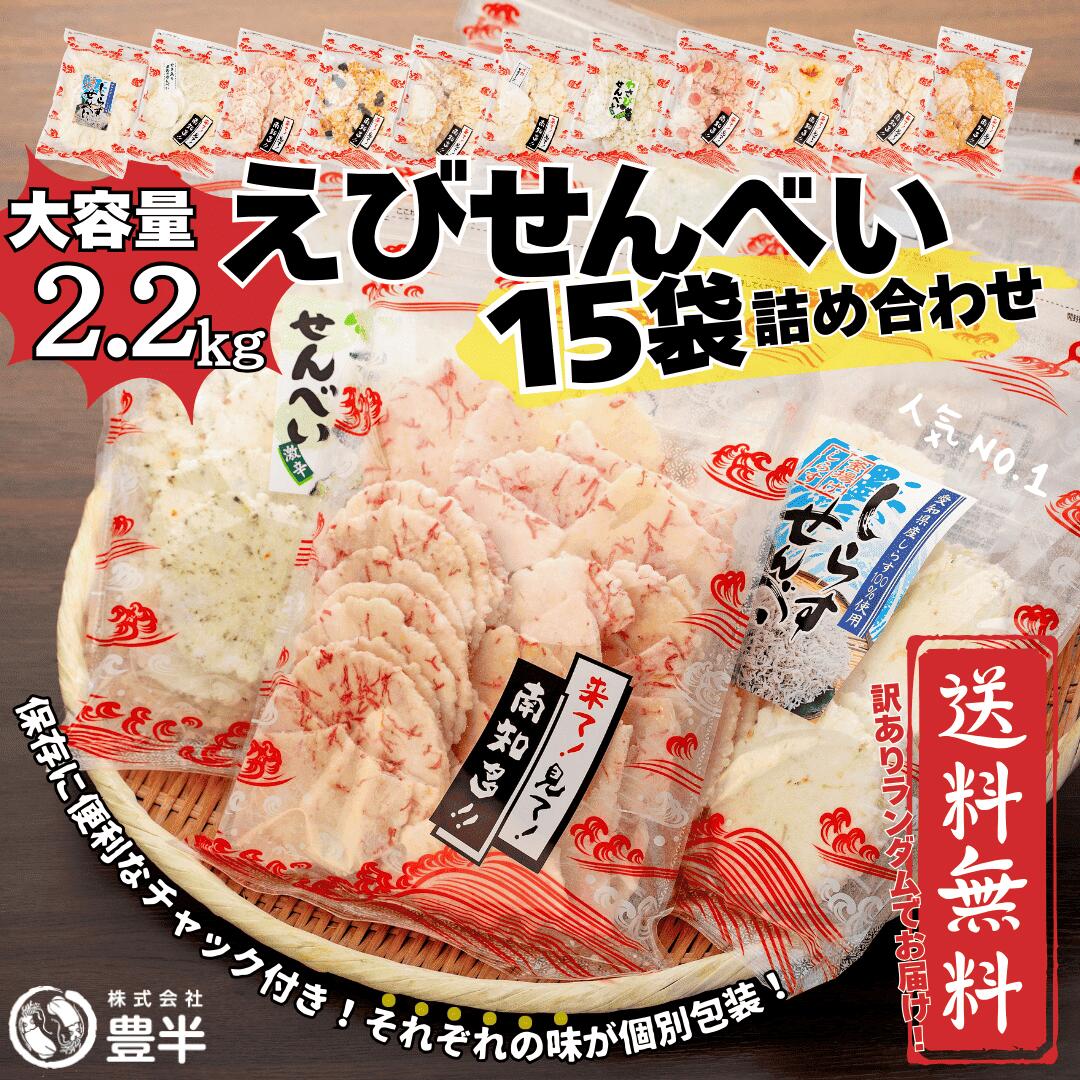 【楽天公式限定】衝撃の大容量！われせん15袋セット　総重量2,25kg 2250g 味はお任せ　各種個別包装　えびせんべい　徳用　御歳暮　お年賀　お取り寄せ　B級グルメ　知多半島　老舗和菓子　せんべい　メガ盛り　大量　お買い得　訳あり　お菓子　スイーツ　個包装の商品画像