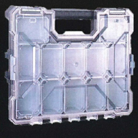 クリアハードボックス CHB-300GM（透明×グレー・底浅・カップ式タイプ）収納 透明 便利 積み重ね 連結 持ち運び 整理 小物 工具箱 パーツケース ユニーズ U-needs クリアボックス